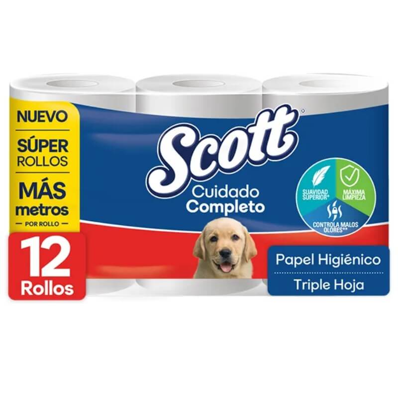 Papel Higienico Scott x12und x30mt Cuidado Completo Triple Hoja