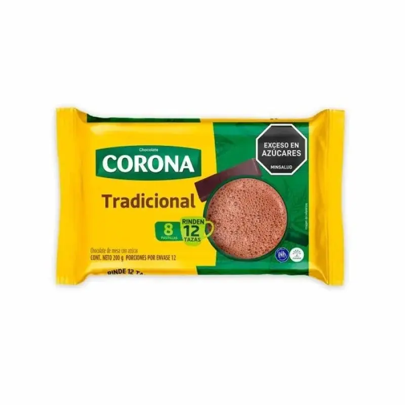 Chocolate Corona x 200g con Azucar Barra
